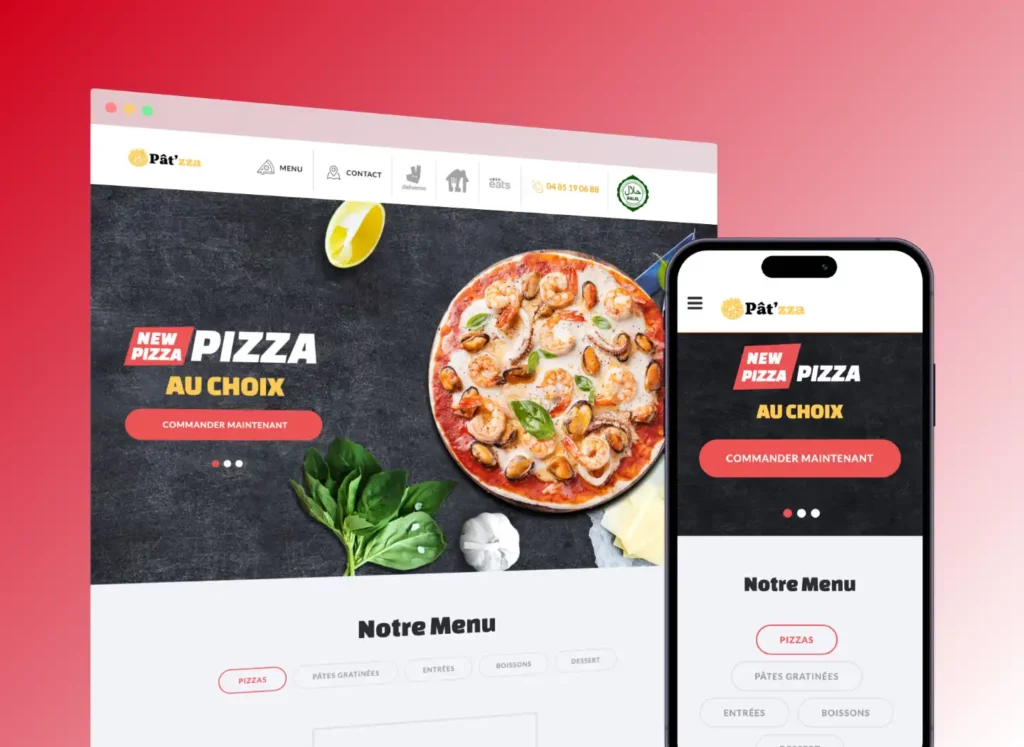 Mobiel en Desktop van Patzza.be