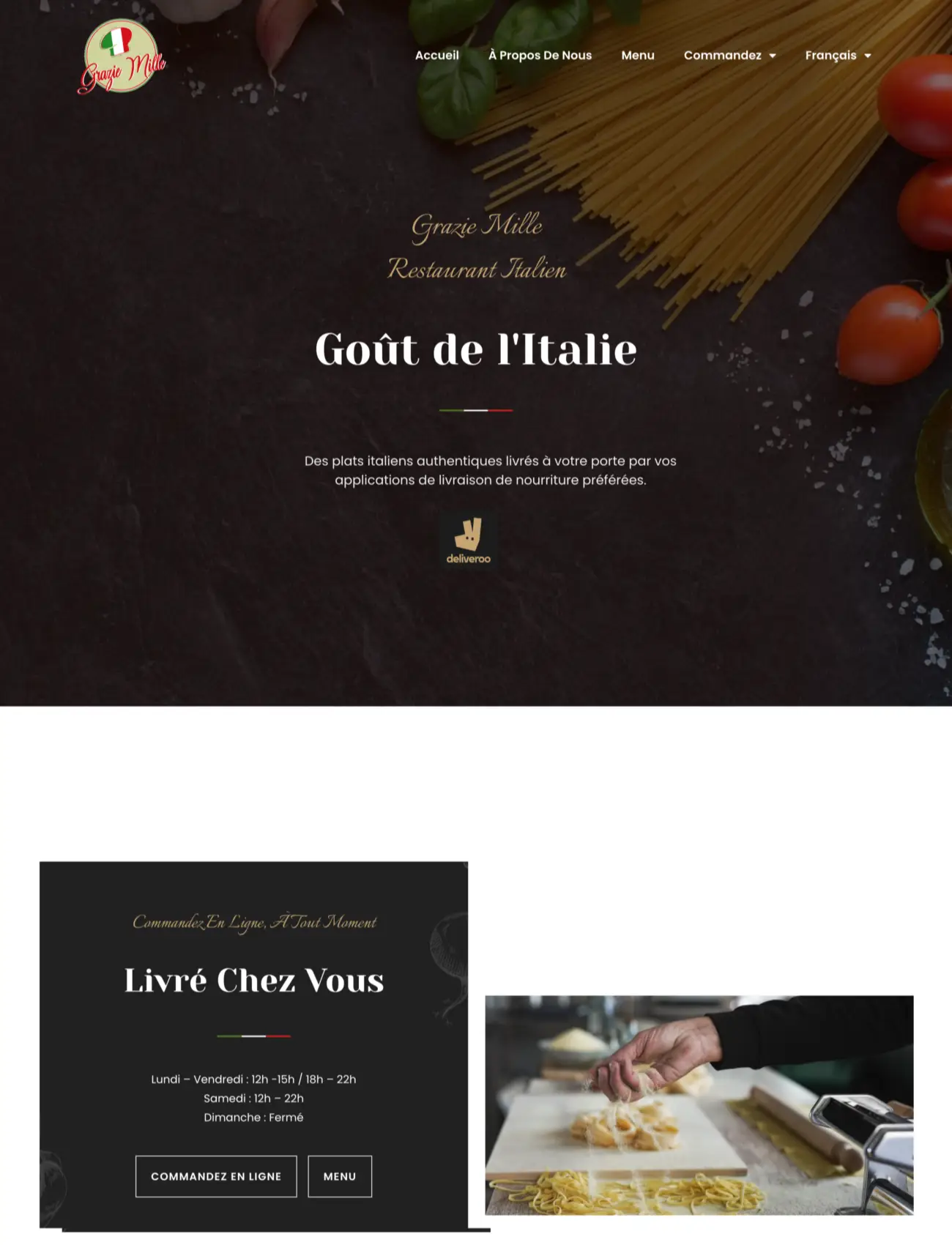 Screenshot van een Website voor Italiaans restaurant in Brussel - Weblabs.be